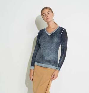 Kokun Women's Overdyed Mesh Bamboo Cashmere Sweater L